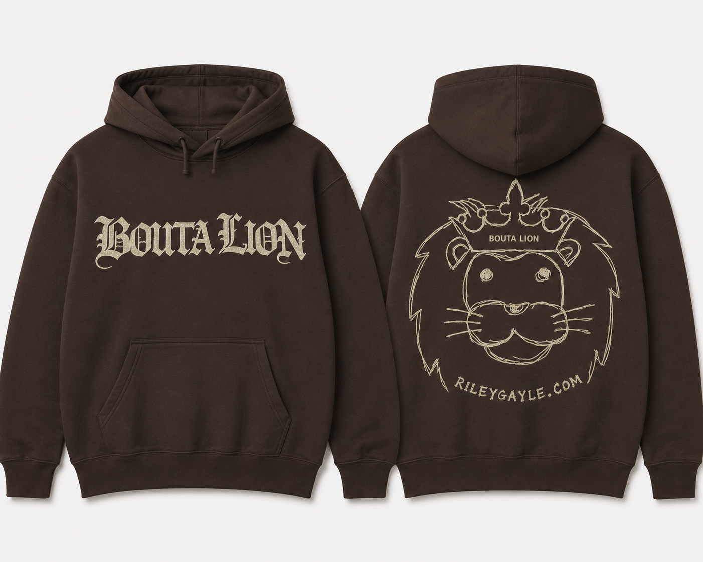 Bouta Lion brown hoodie front and back
